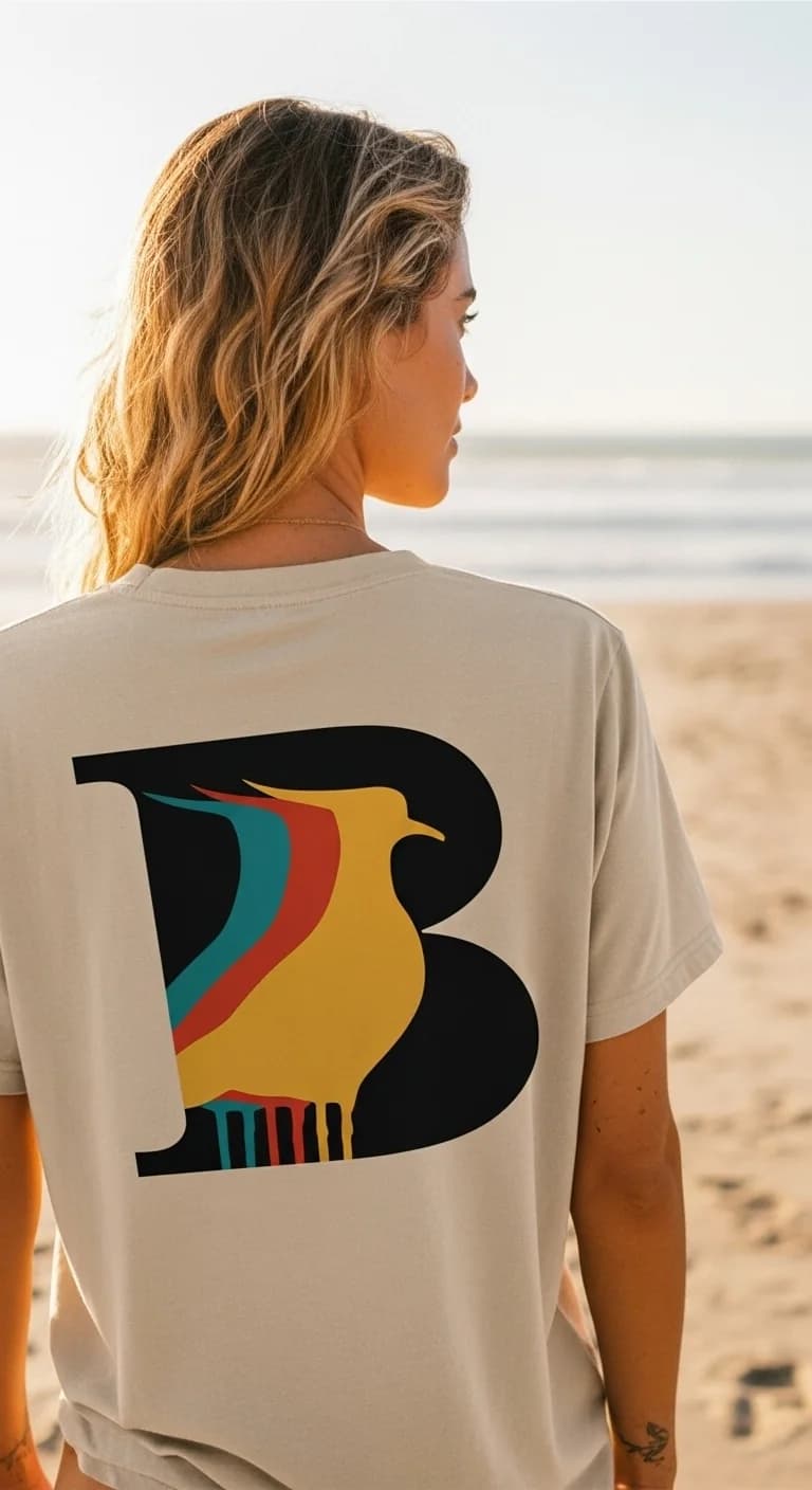 Pessoa veste a camiseta Bird B da coleção Primeiras Marés